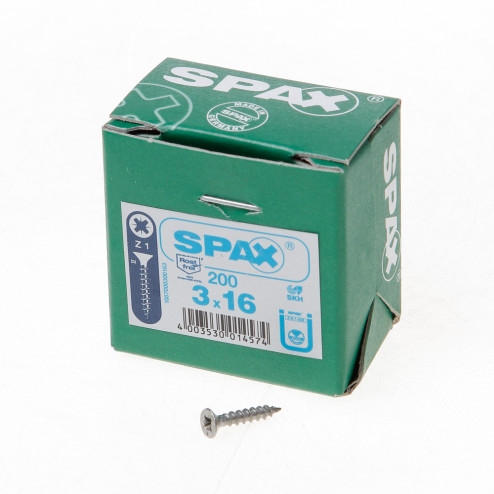 Spax Spaanplaatschroef platverzonken kop RVS pozidriv 3.0 x 16mm