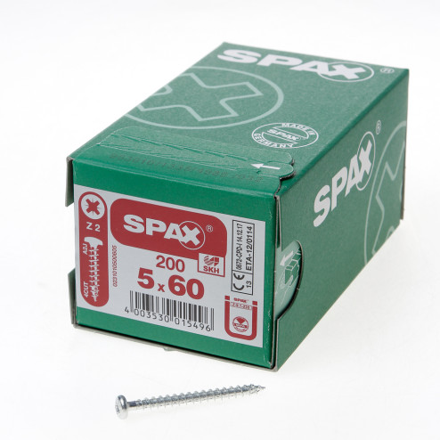 Spax Spaanplaatschroef cilinderkop verzinkt pozidriv 5.0 x 60mm