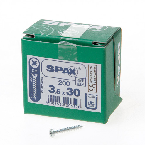 Spax Spaanplaatschroef platverzonken kop verzinkt pozidriv 3.5 x 30mm