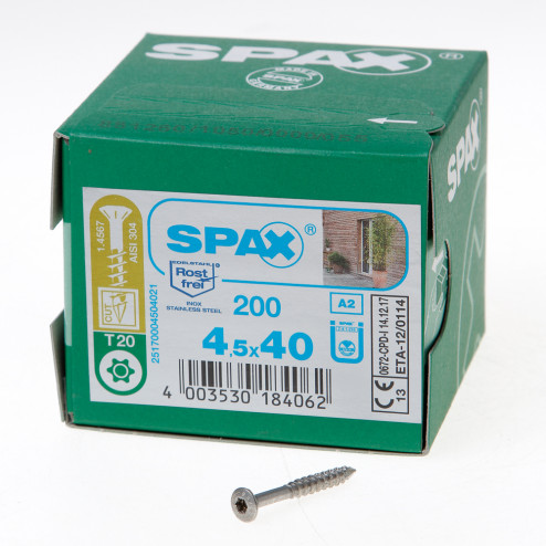 Spax Spaanplaatschroef lenskop RVS pozidriv 4.5 x 40mm