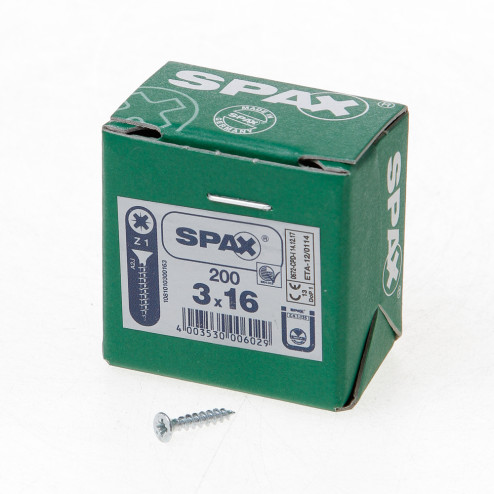 Spax Spaanplaatschroef platverzonken kop verzinkt pozidriv 3.0 x 16mm
