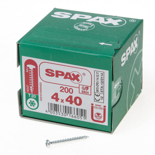 Spax Spaanplaatschroef cilinderkop verzinkt T-Star T20 4.0 x 40mm