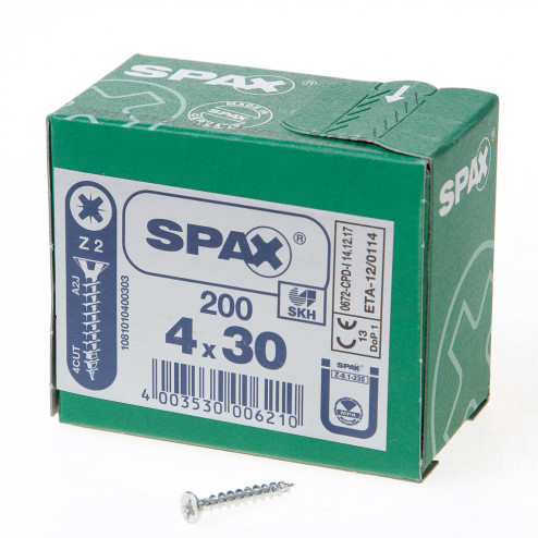 Spax Spaanplaatschroef platverzonken kop verzinkt pozidriv 4.0 x 30mm