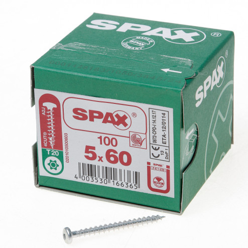 Spax Spaanplaatschroef cilinderkop verzinkt T-Star T20 5.0 x 60mm