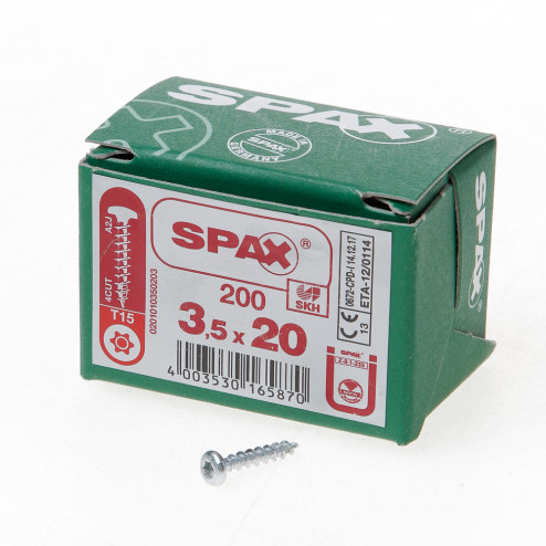 Spax Spaanplaatschroef cilinderkop verzinkt T-Star T15 3.5 x 20mm