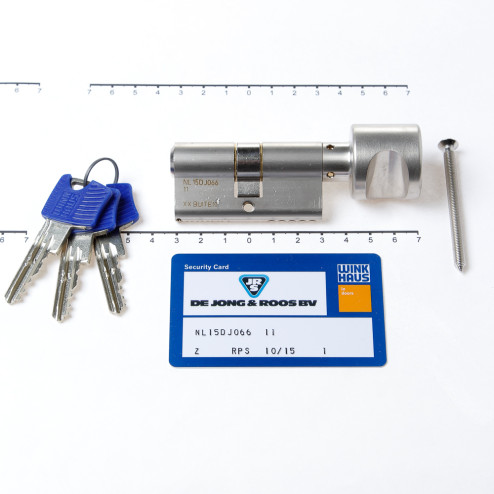 Winkhaus Knopcilinder dubbel buiten x binnen 30/30mm voorzien van SKG *** met certificaat en 3 sleutels