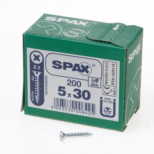 Spax Spaanplaatschroef platverzonken kop verzinkt pozidriv 5.0 x 30mm