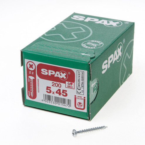 Spax Spaanplaatschroef cilinderkop verzinkt pozidriv 5.0 x 45mm
