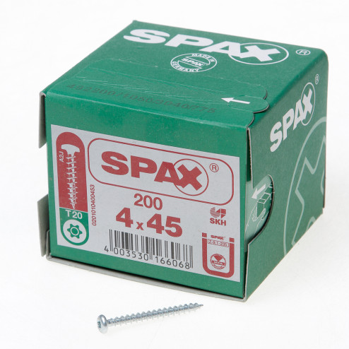 Spax Spaanplaatschroef cilinderkop verzinkt T-Star T20 4.0 x 45mm