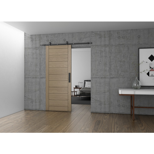 JNF Schuifdeur set 1700mm voor houten deur compleet max 60 kg aluminium mat zwart
