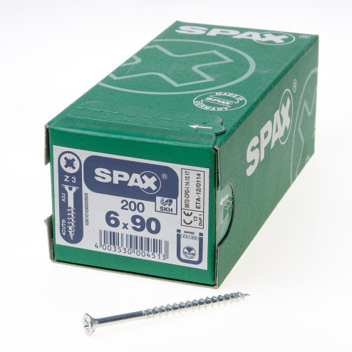 Spax Spaanplaatschroef platverzonken kop verzinkt pozidriv 6.0 x 90mm