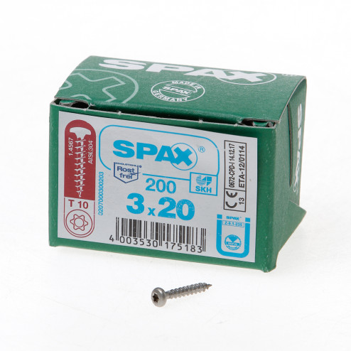 Spax Spaanplaatschroef cilinderkop RVS T-Star T10 3.0 x 20mm