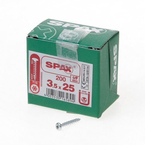 Spax Spaanplaatschroef cilinderkop verzinkt T-Star T15 3.5 x 25mm