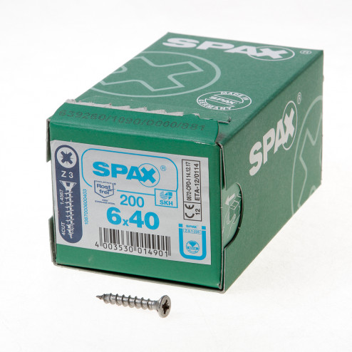 Spax Spaanplaatschroef platverzonken kop RVS pozidriv 6.0 x 40mm