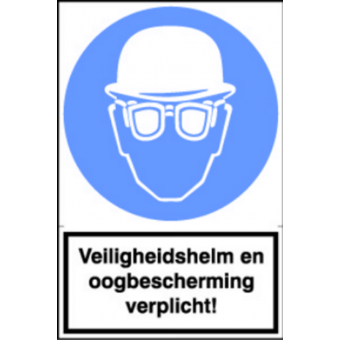 Artelli Sticker Veiligheids helm en oogbescherming verplicht!