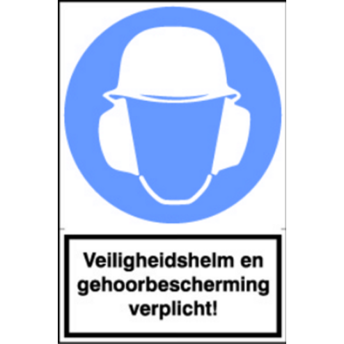 Artelli Sticker Veiligheids helm en gehoorbescherming verplicht!